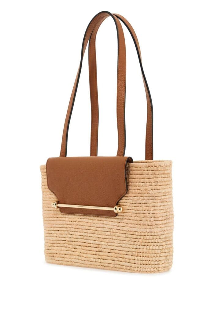 STRATHBERRY Beige Woven Raffia Bag With Leather Details