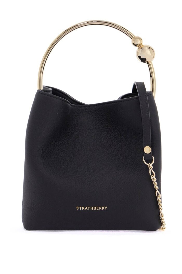 STRATHBERRY Black Calfskin Bag With Golden Circular Handle