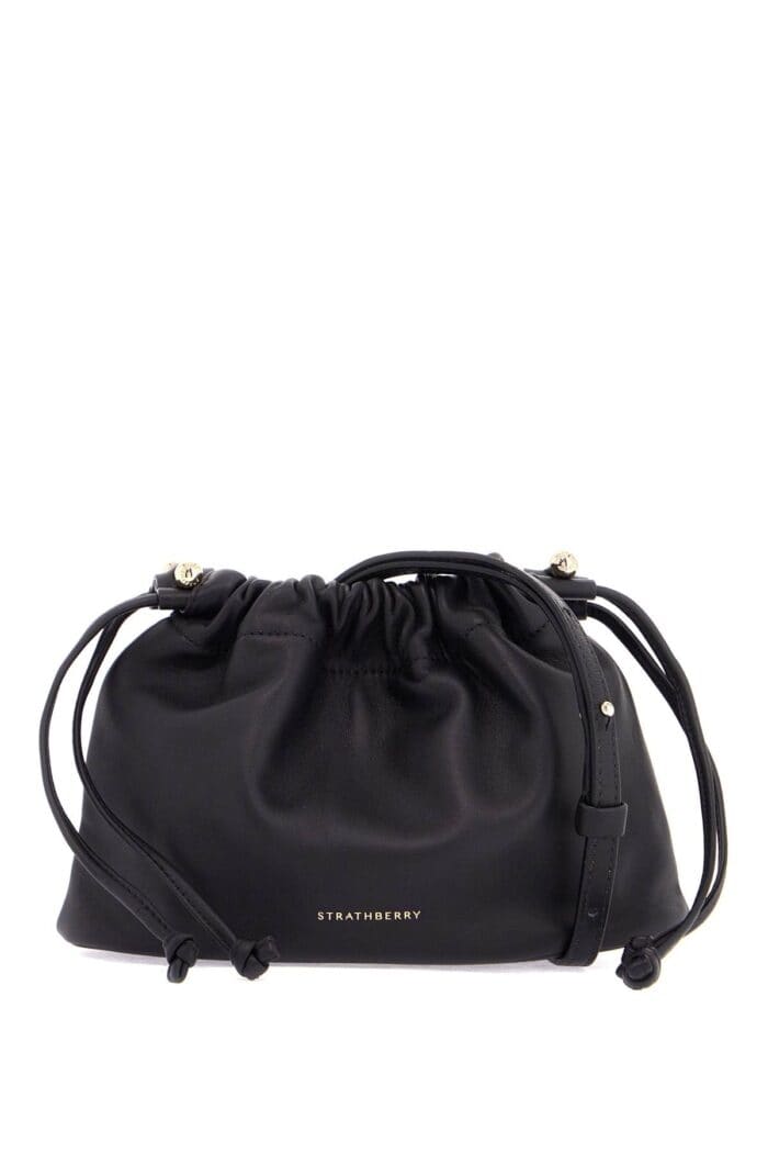 STRATHBERRY Black Lambskin Bucket Bag With Drawstring