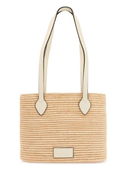 STRATHBERRY Large Vanilla Raffia Basket Bag With Leather Finishes