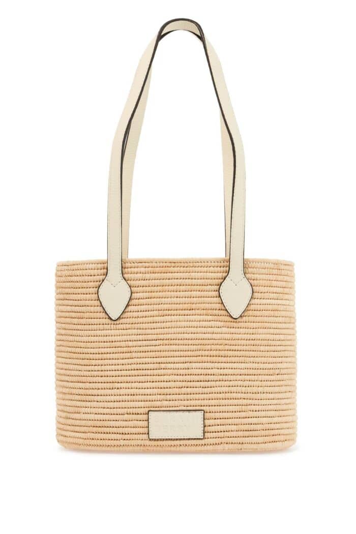 STRATHBERRY Large Vanilla Raffia Basket Bag With Leather Finishes