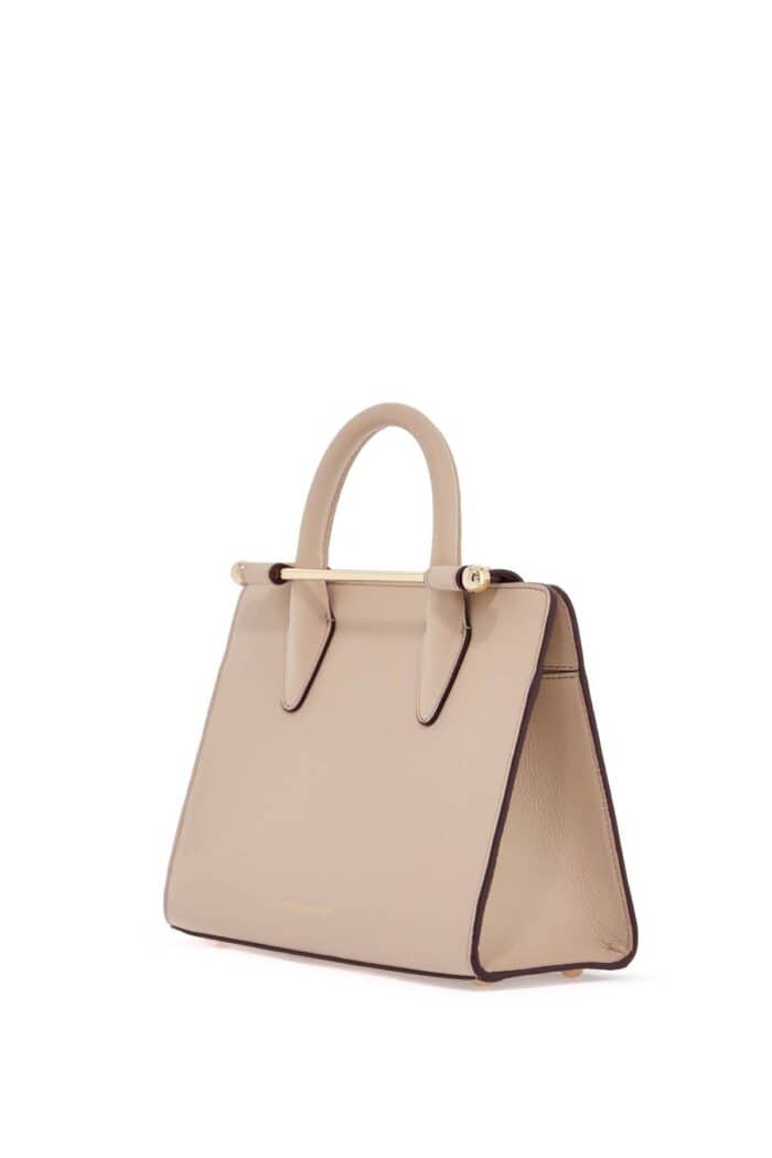 STRATHBERRY Mini Handbag In Neutral Calfskin With Magnetic Closure