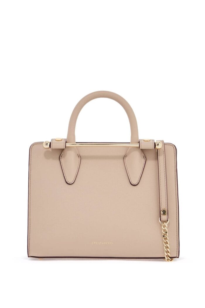 STRATHBERRY Mini Handbag In Neutral Calfskin With Magnetic Closure