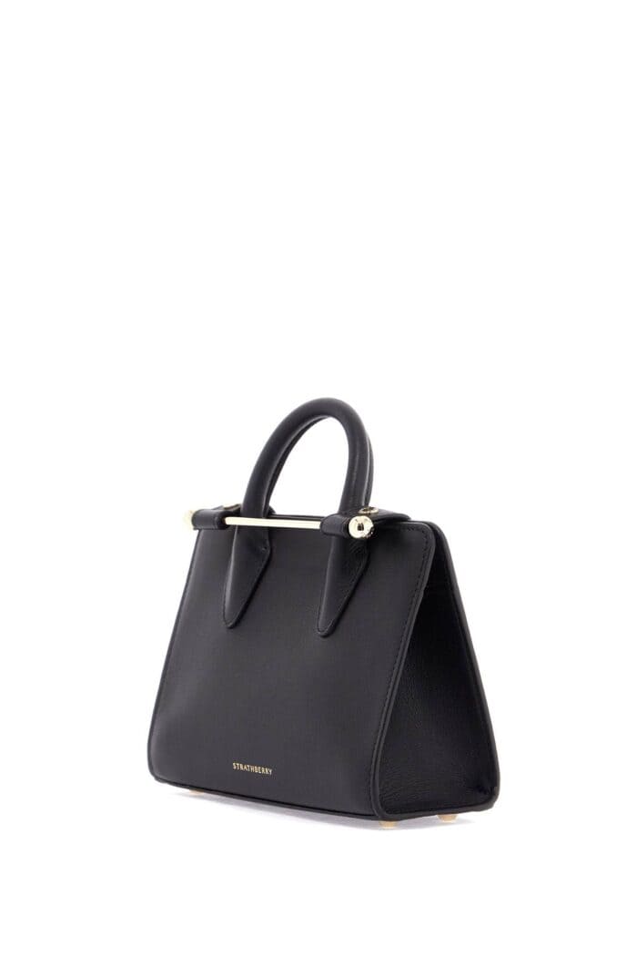 STRATHBERRY Mini Tote In Black Calfskin With Removable Shoulder Strap