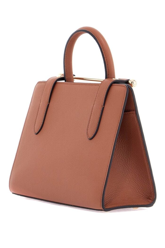 STRATHBERRY Mini Tote In Chestnut Calfskin With Removable Shoulder Strap