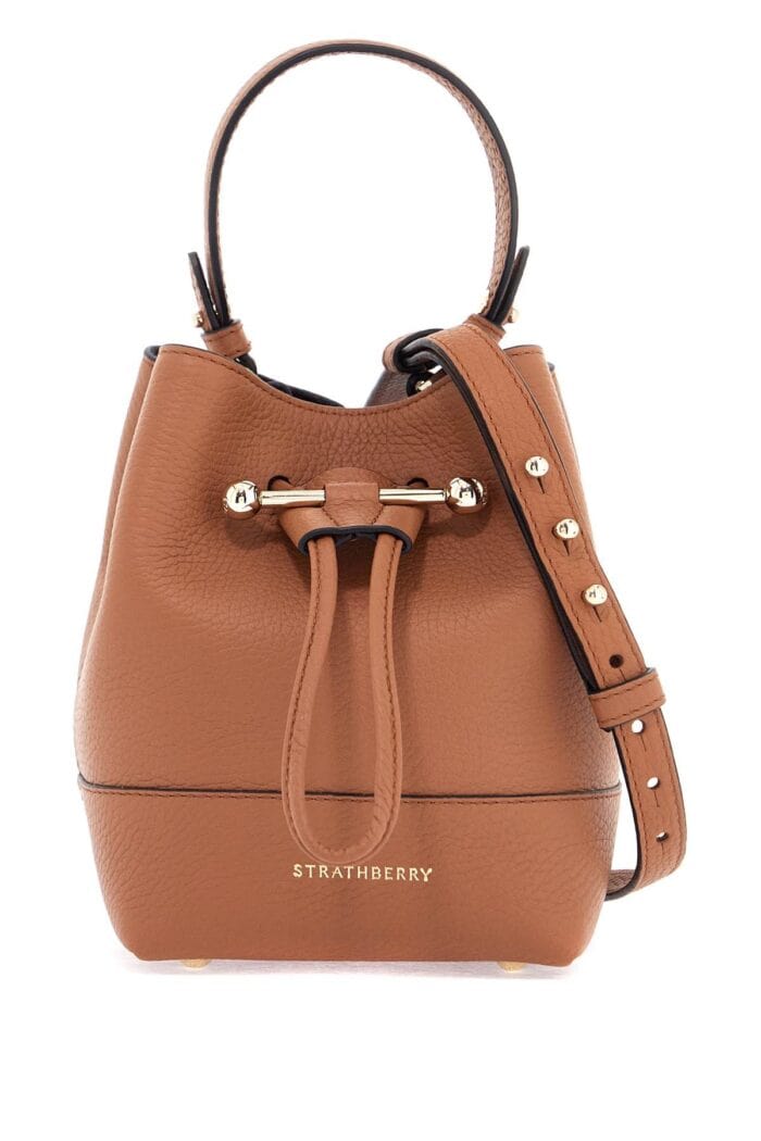 STRATHBERRY Tan Leather Bucket Bag With Adjustable Strap