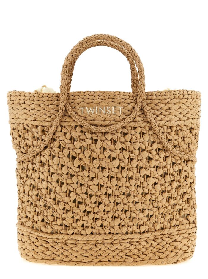 twin set straw shopping bag TWIN SET Straw Shopping Bag