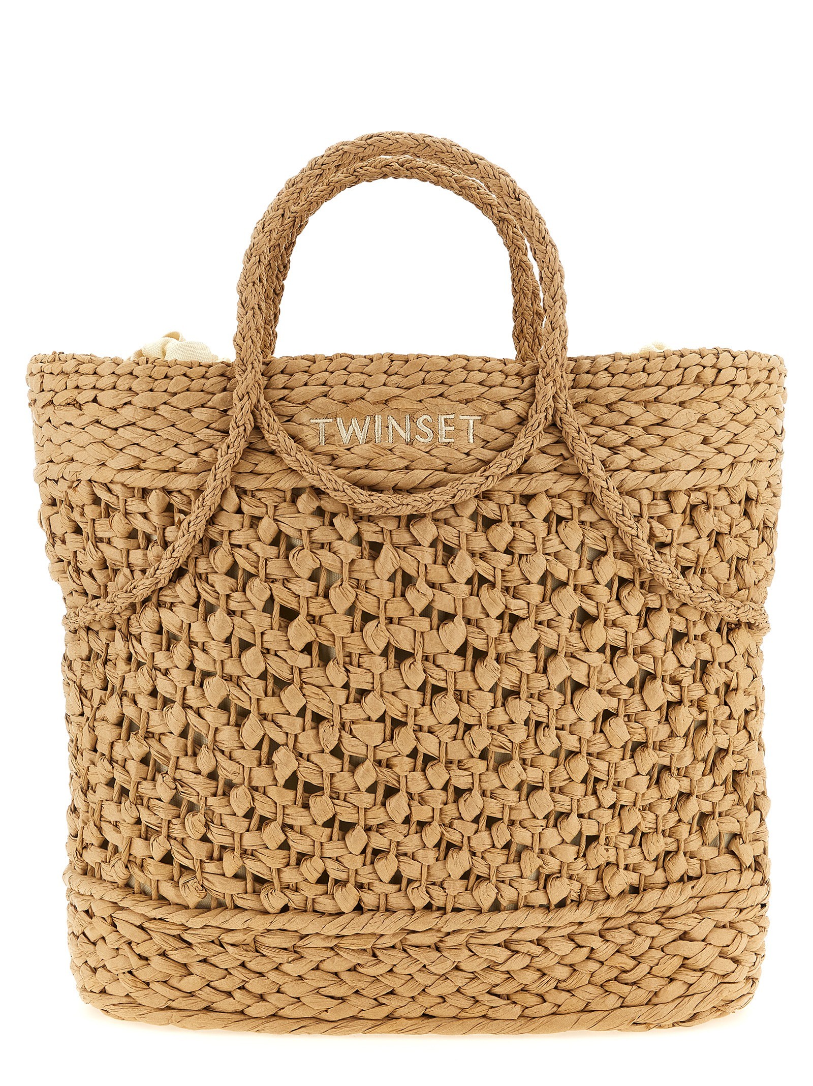 TWIN SET Straw Shopping Bag