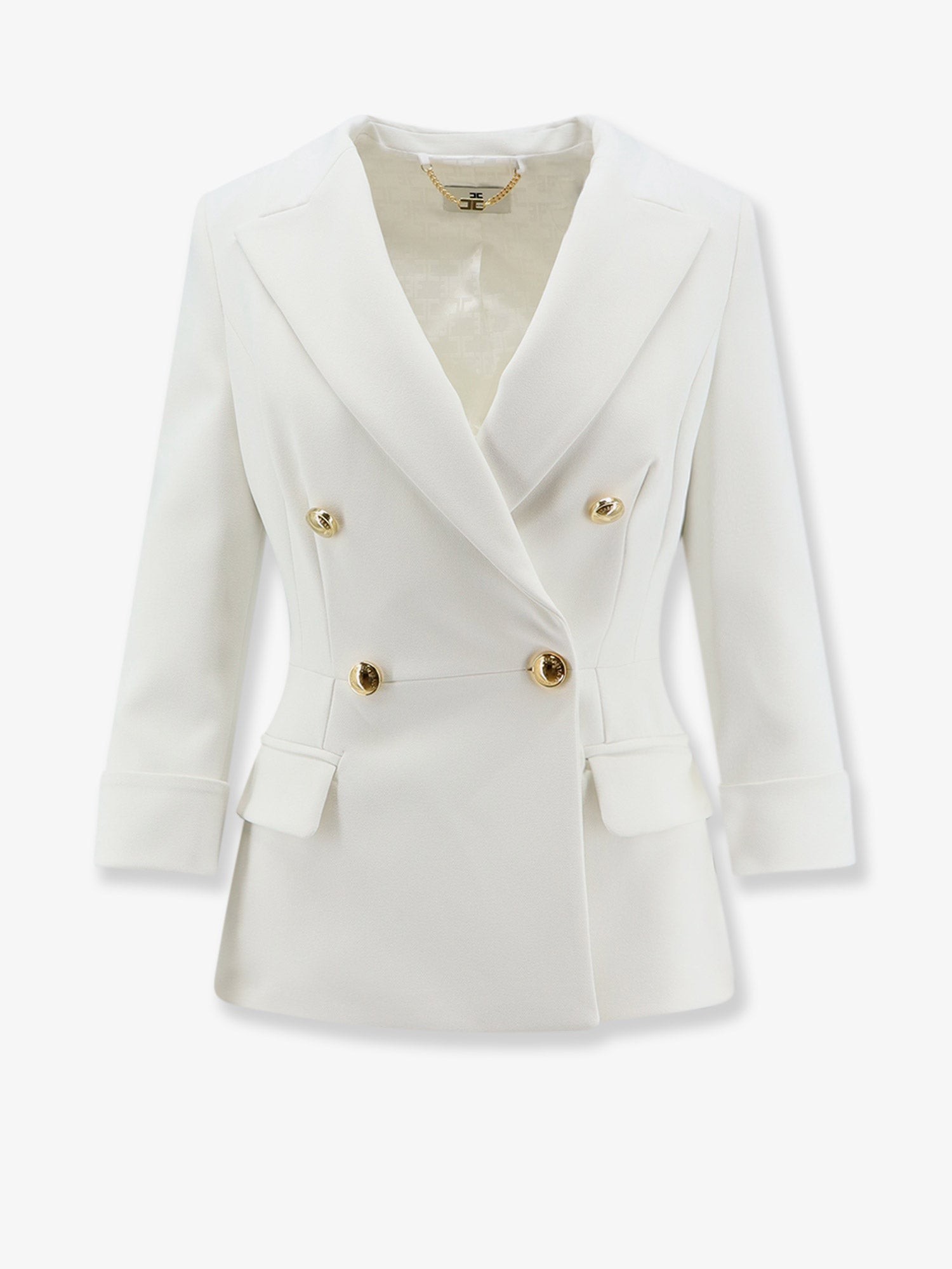 Elisabetta Franchi Stretch Fabric Blazer With Logo Cufflinks