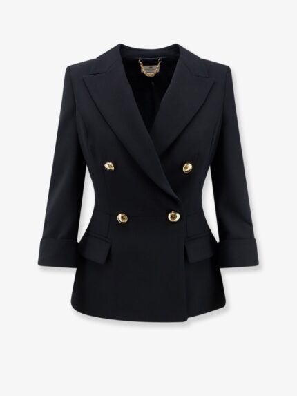 Elisabetta Franchi Stretch Fabric Blazer With Logoed Cufflinks