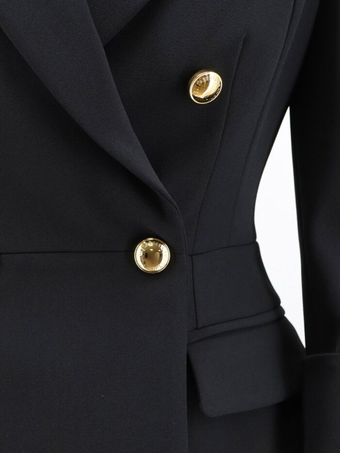 Elisabetta Franchi Stretch Fabric Blazer With Logoed Cufflinks