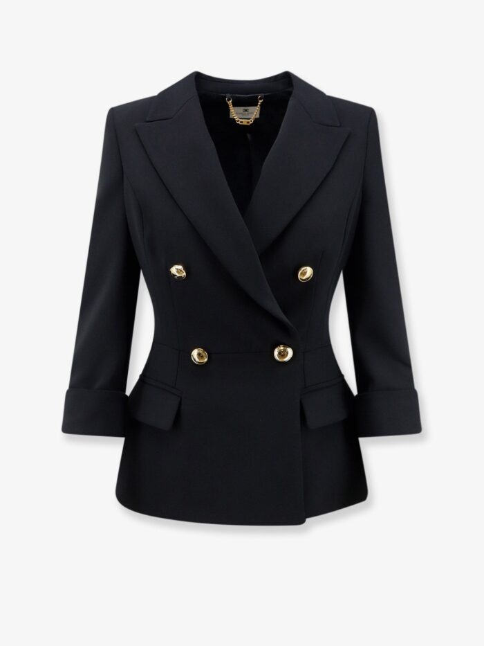 elisabetta franchi stretch fabric blazer with logoed cufflinks Elisabetta Franchi Stretch Fabric Blazer With Logoed Cufflinks