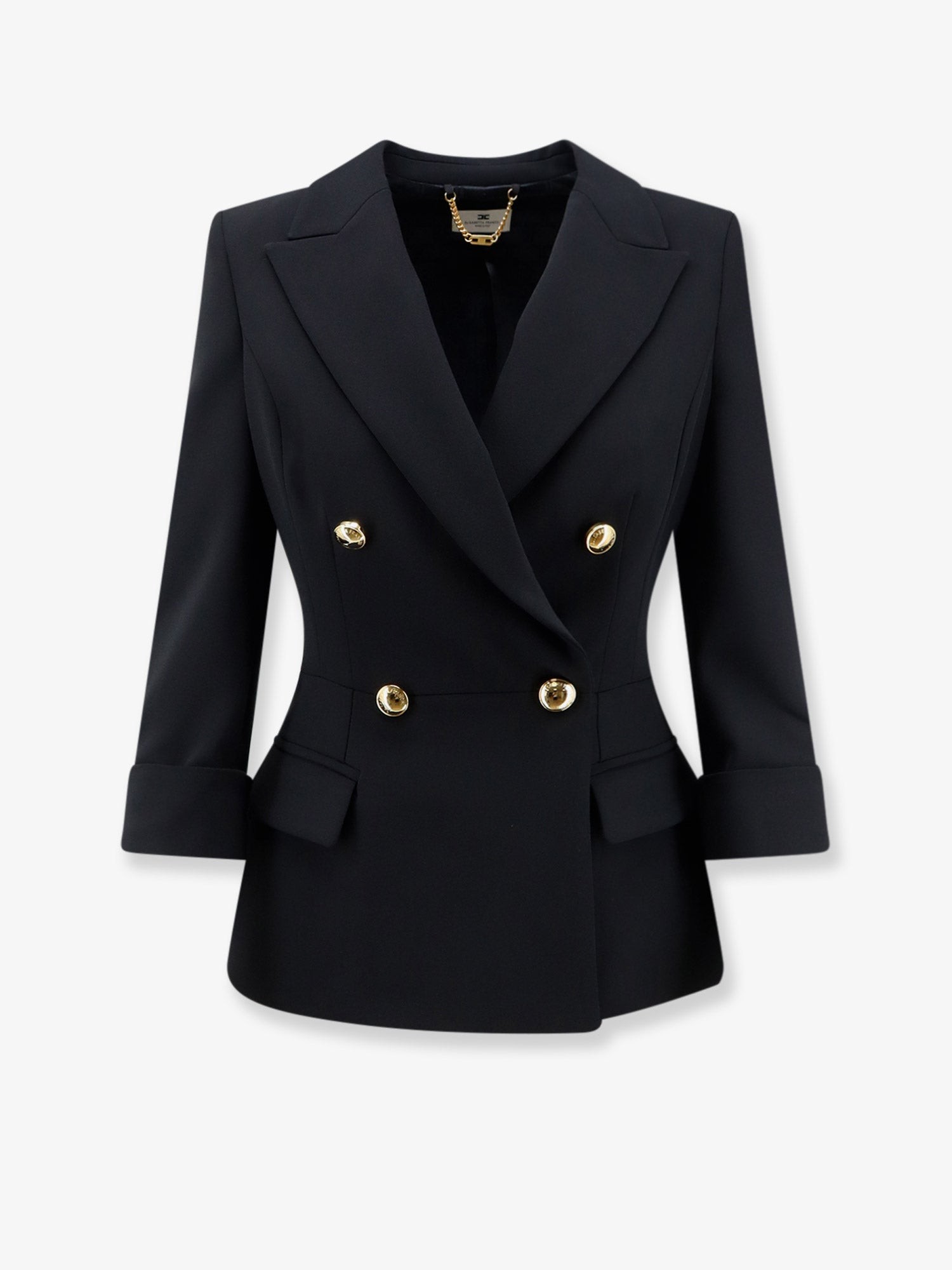 Elisabetta Franchi Stretch Fabric Blazer With Logoed Cufflinks