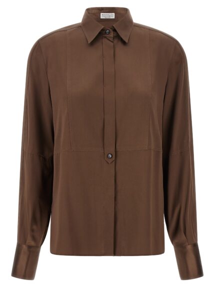 Brunello Cucinelli Stretch Silk Satin Shirt