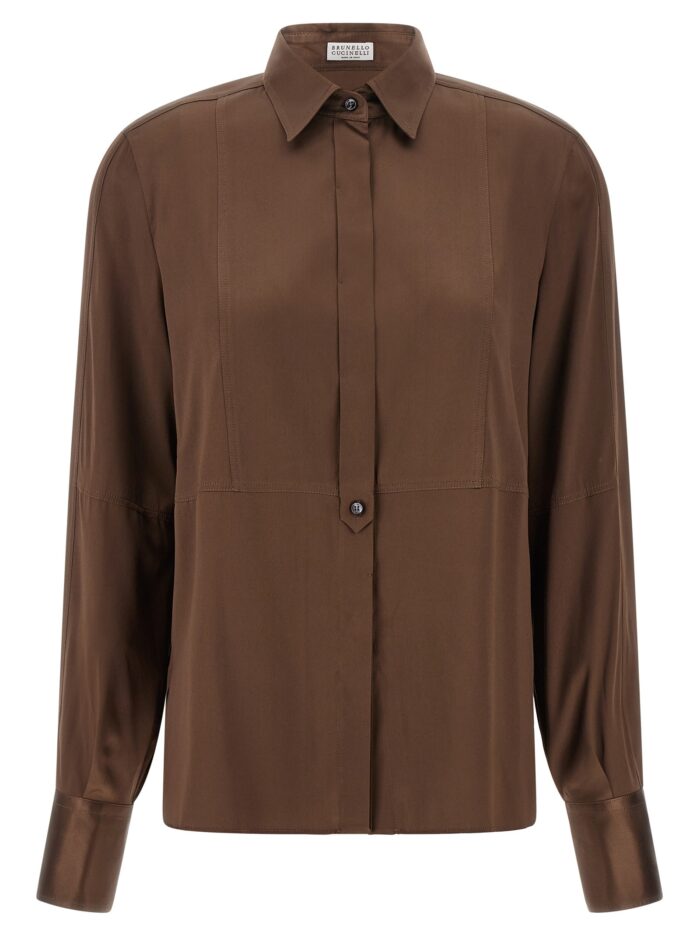 brunello cucinelli stretch silk satin shirt Brunello Cucinelli Stretch Silk Satin Shirt