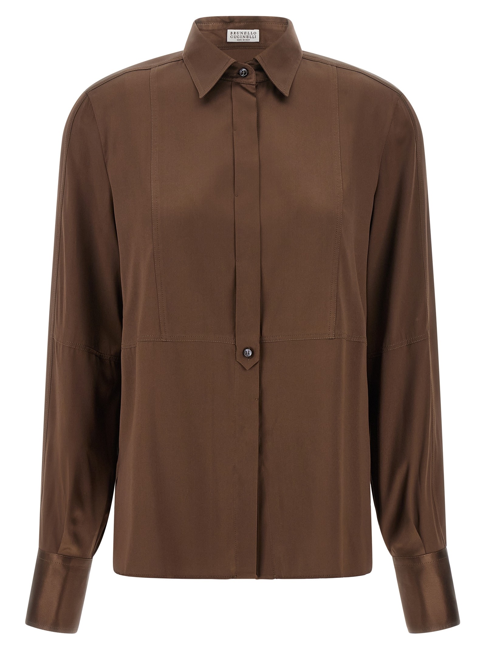 Brunello Cucinelli Stretch Silk Satin Shirt