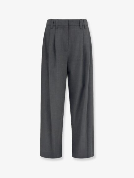 Brunello Cucinelli Stretch Virgin Wool Blend Trousers With Monili Detail