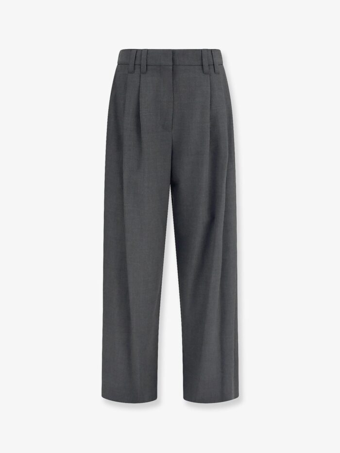 Brunello Cucinelli Stretch Virgin Wool Blend Trousers With Monili Detail