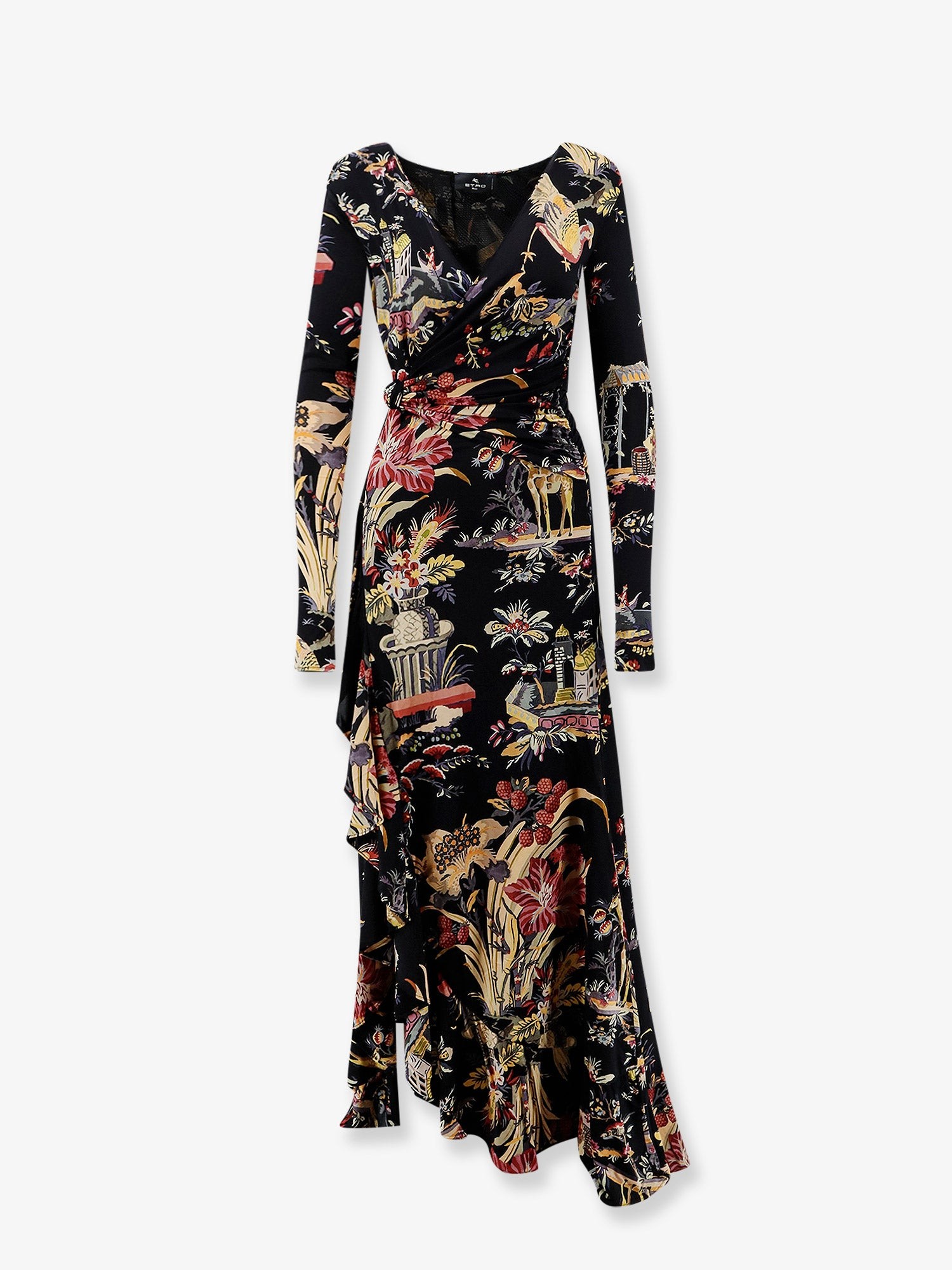Etro Stretch Viscose Long Dress With Multicolor Print