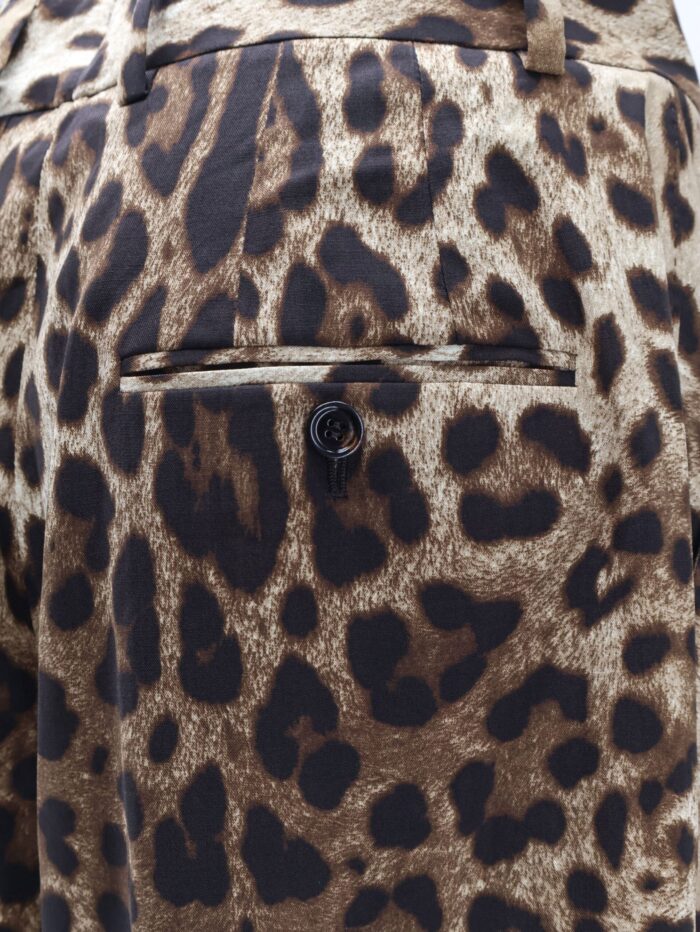 Dolce & Gabbana Stretch Wool Trousers With Animal Print