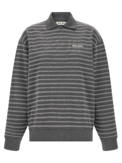 Miu Miu Striped Collared Sweatshirt