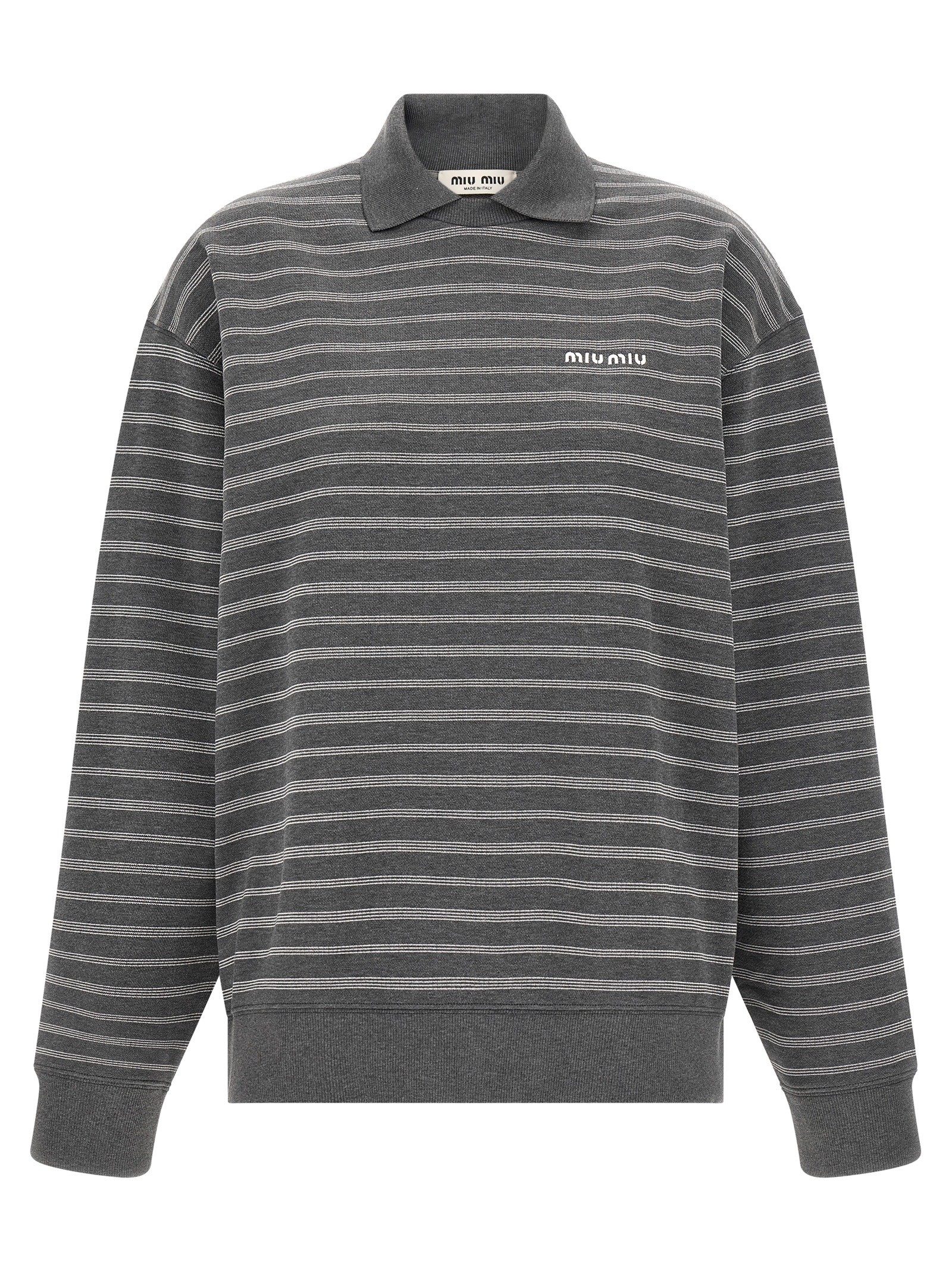 Miu Miu Striped Collared Sweatshirt