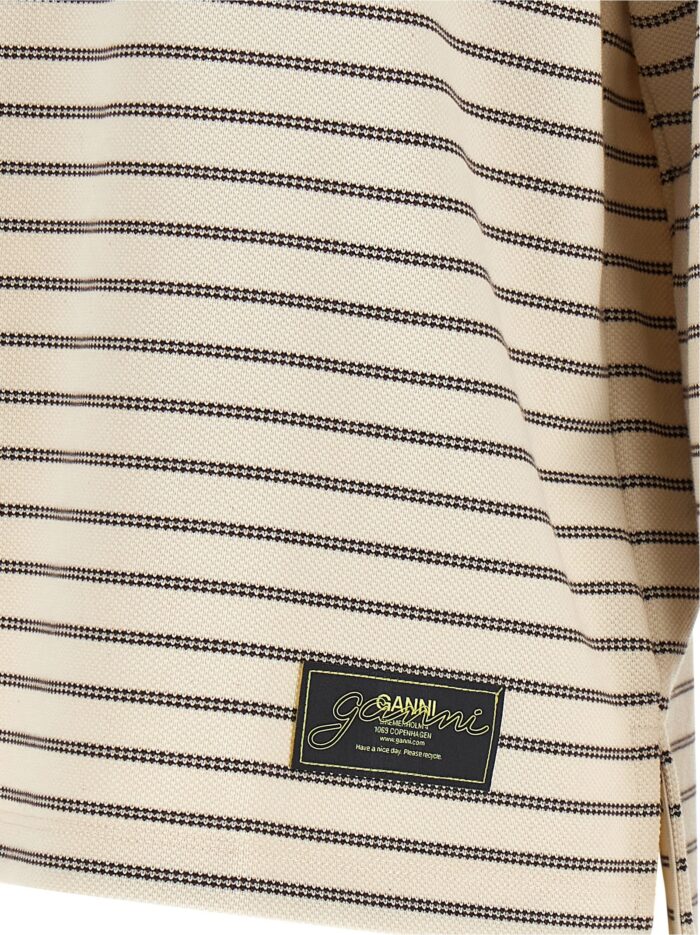 GANNI Striped Cotton Polo Shirt