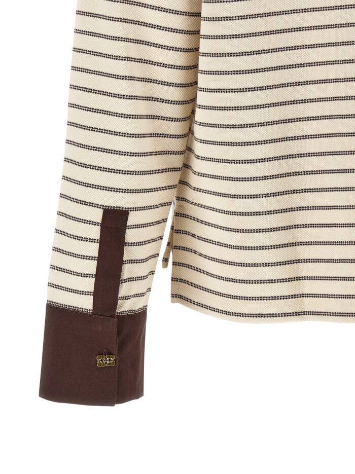 GANNI Striped Cotton Polo Shirt