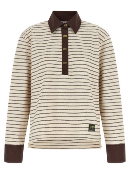 GANNI Striped Cotton Polo Shirt
