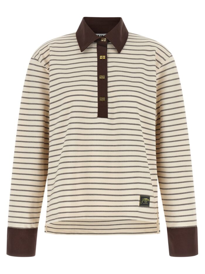 ganni striped cotton polo shirt GANNI Striped Cotton Polo Shirt