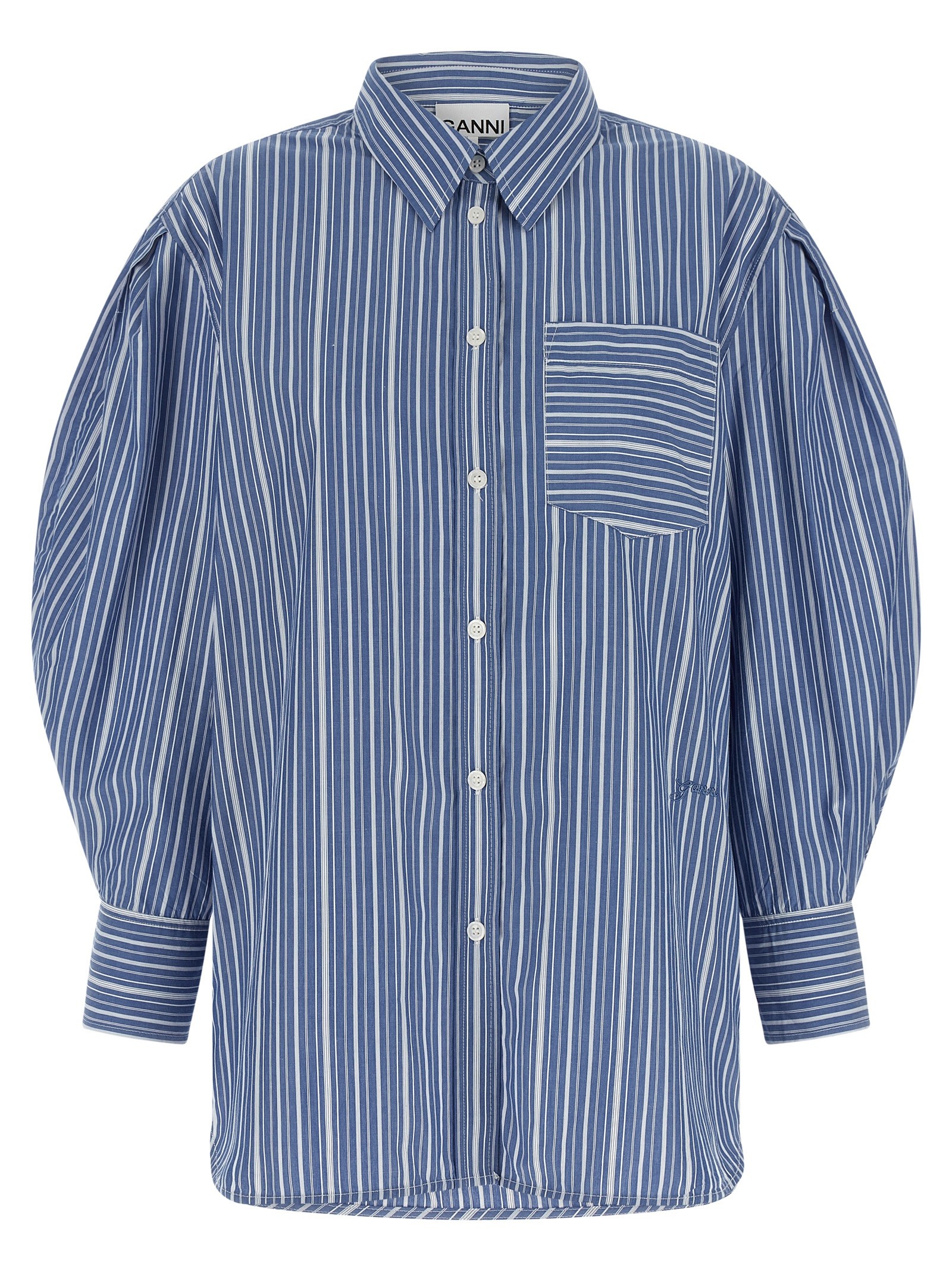 GANNI Striped Cotton Shirt