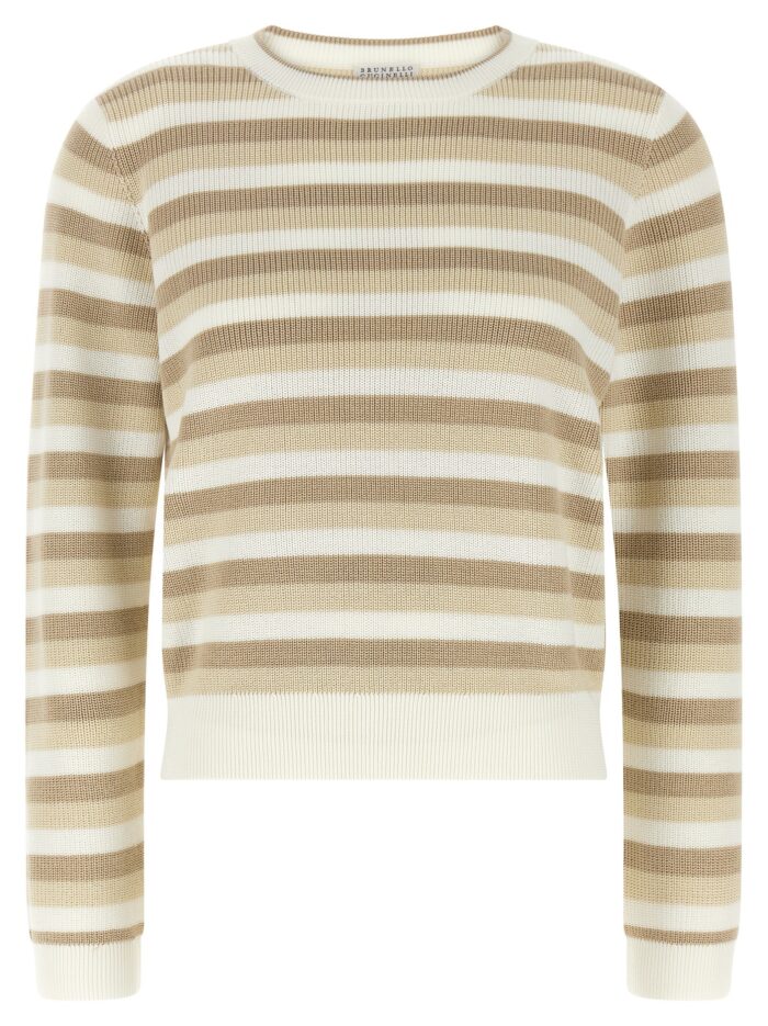 brunello cucinelli striped cotton sweater Brunello Cucinelli Striped Cotton Sweater
