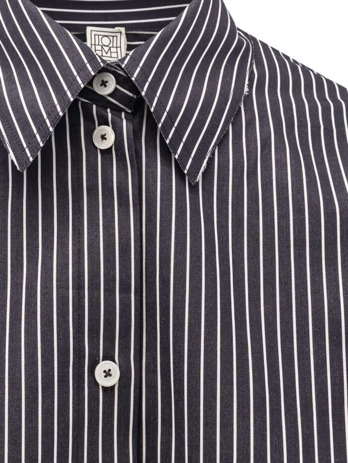 Toteme Striped Kimono-sleeve Shirtdress