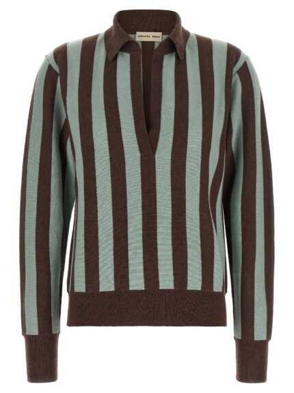ALBERTO BIANI Striped Knit Polo Shirt