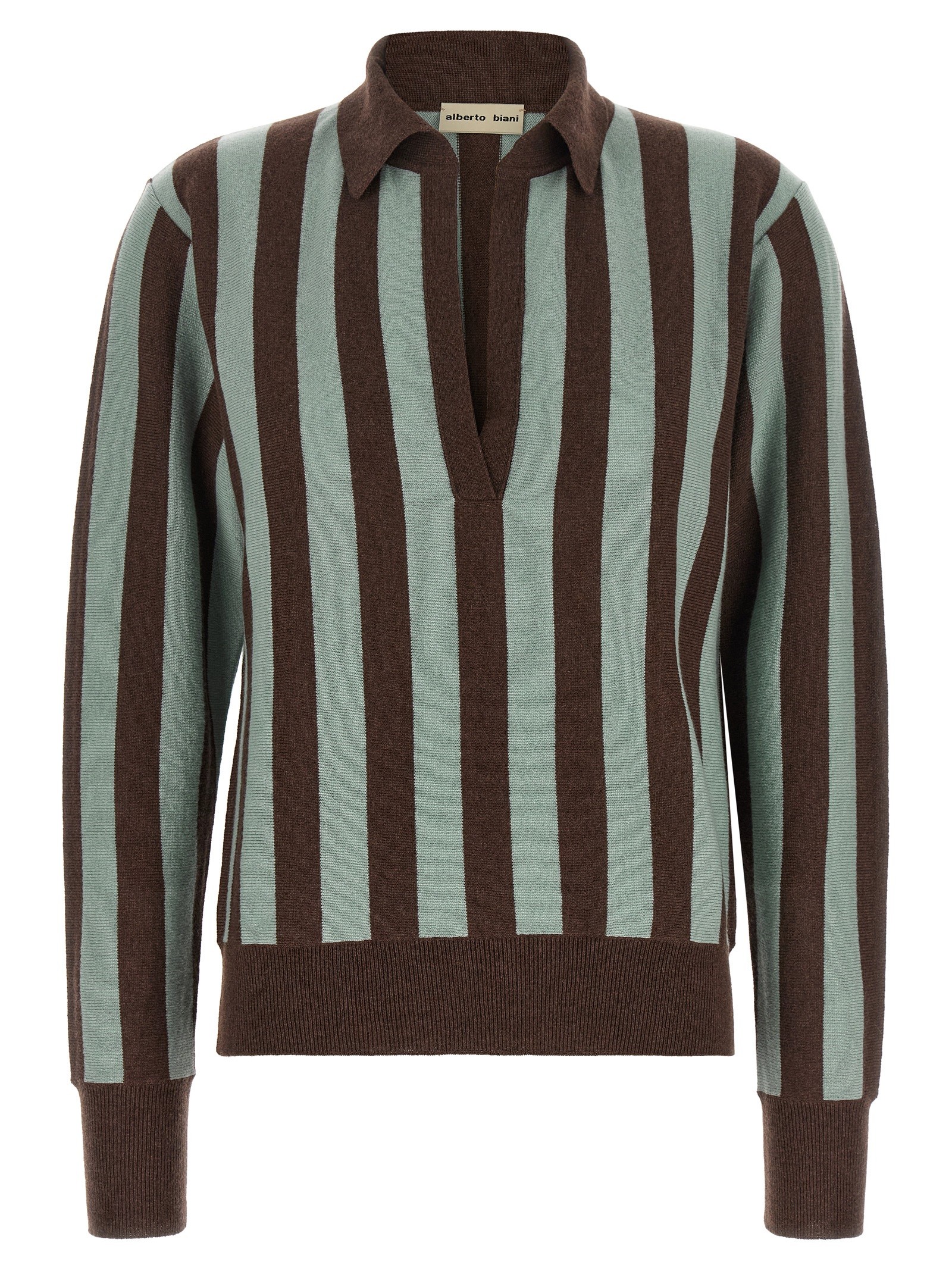 ALBERTO BIANI Striped Knit Polo Shirt