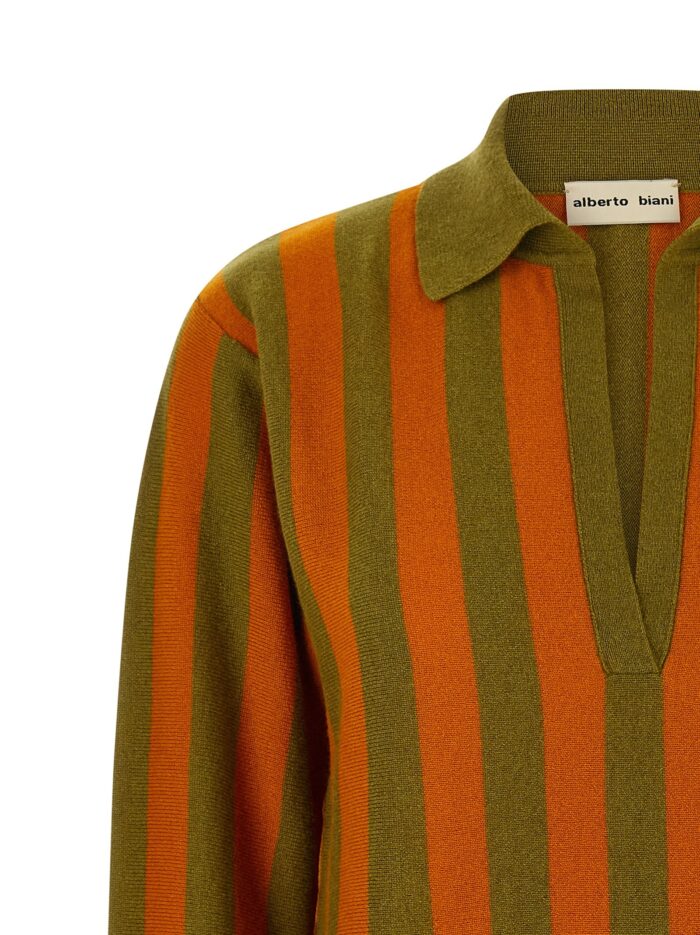 ALBERTO BIANI Striped Knit Polo Shirt