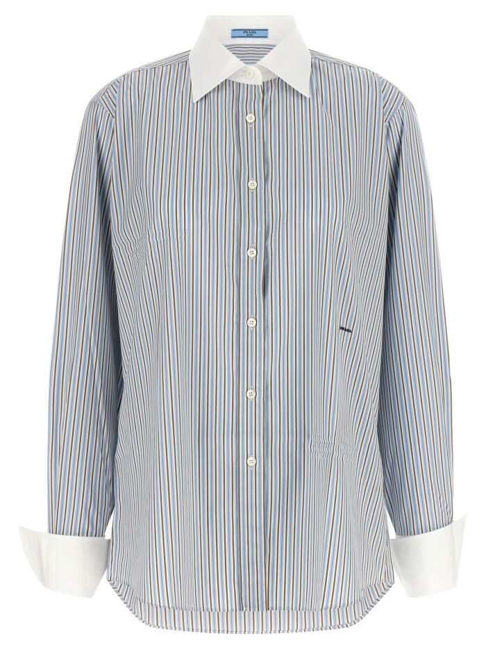 prada striped poplin shirt PRADA Striped Poplin Shirt
