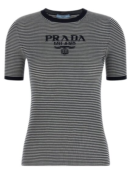 PRADA Striped Silk T-shirt
