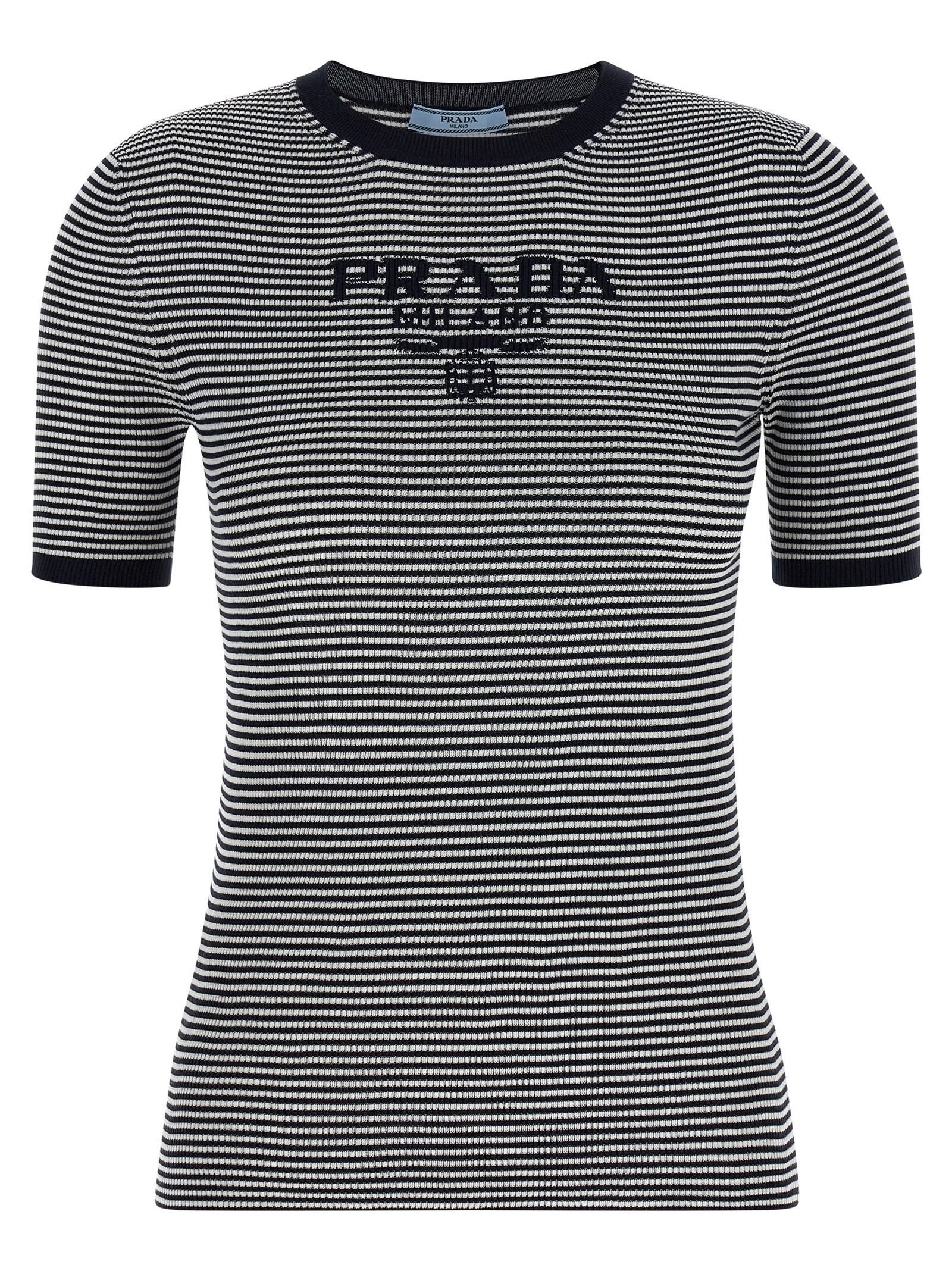 PRADA Striped Silk T-shirt