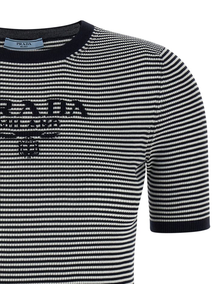 PRADA Striped Silk T-shirt