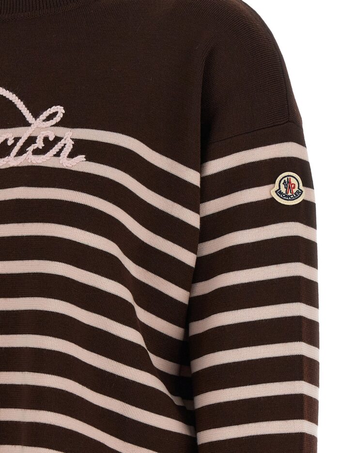 Moncler Striped Sweater With Embroidery