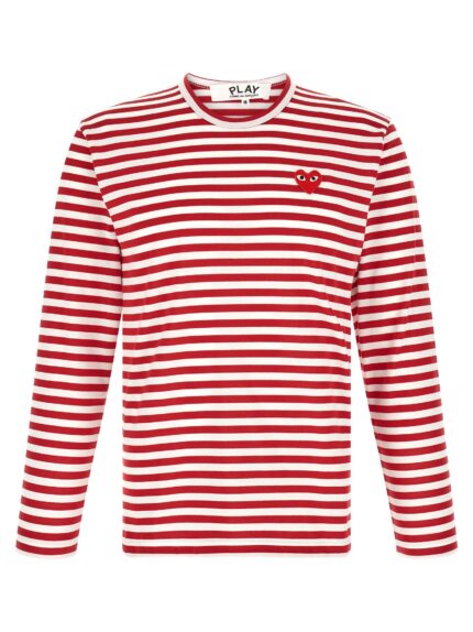 COMME DES GARCONS PLAY Striped T-Shirt With Heart Patch