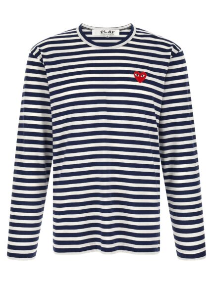 COMME DES GARCONS PLAY Striped T-Shirt With Heart Patch