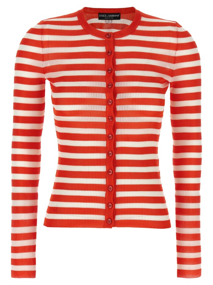 dolce & gabbana striped viscose cardigan Dolce & Gabbana Striped Viscose Cardigan