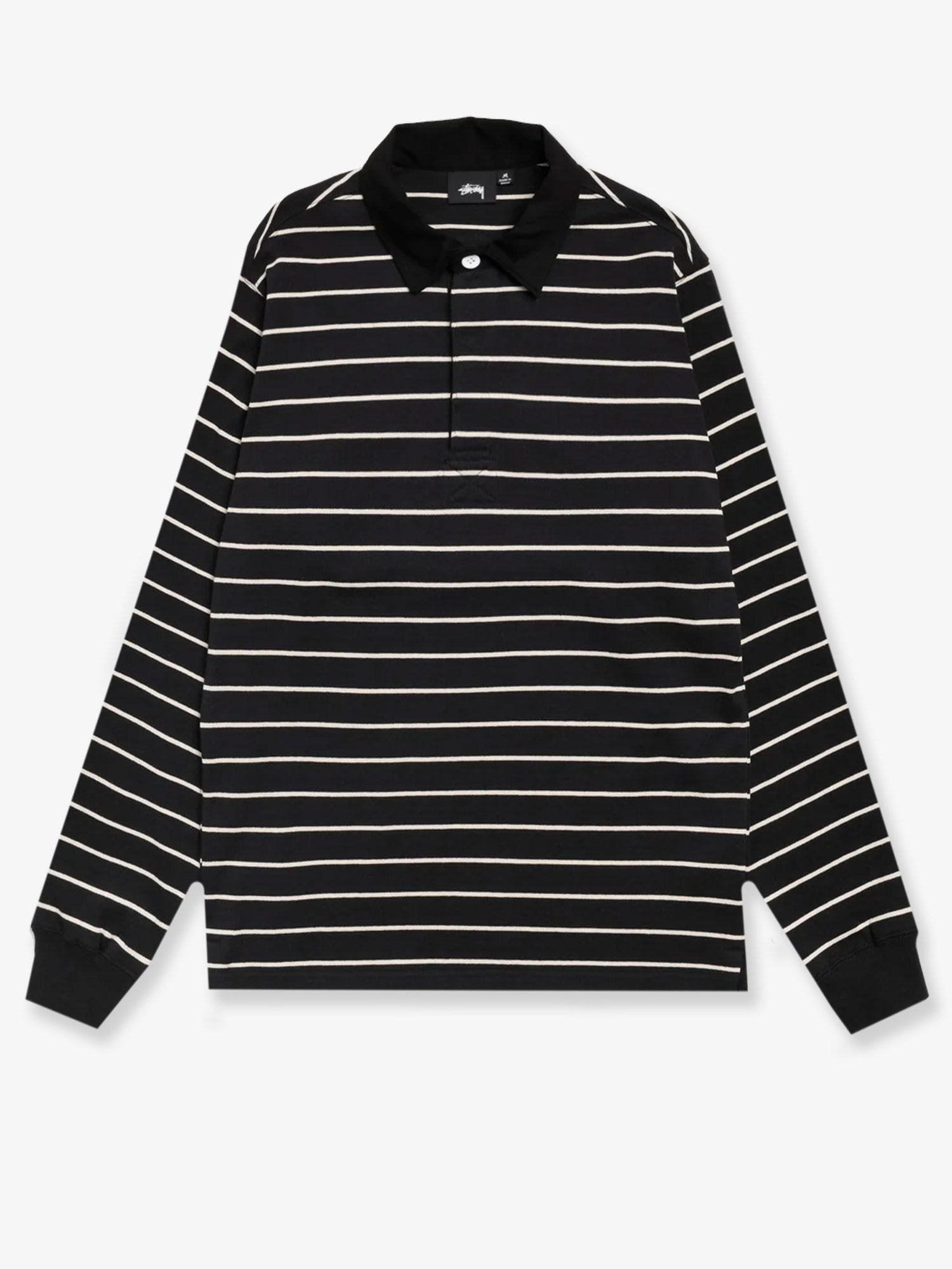 STUSSY Pin Striped Rugby Cotton Polo Shirt