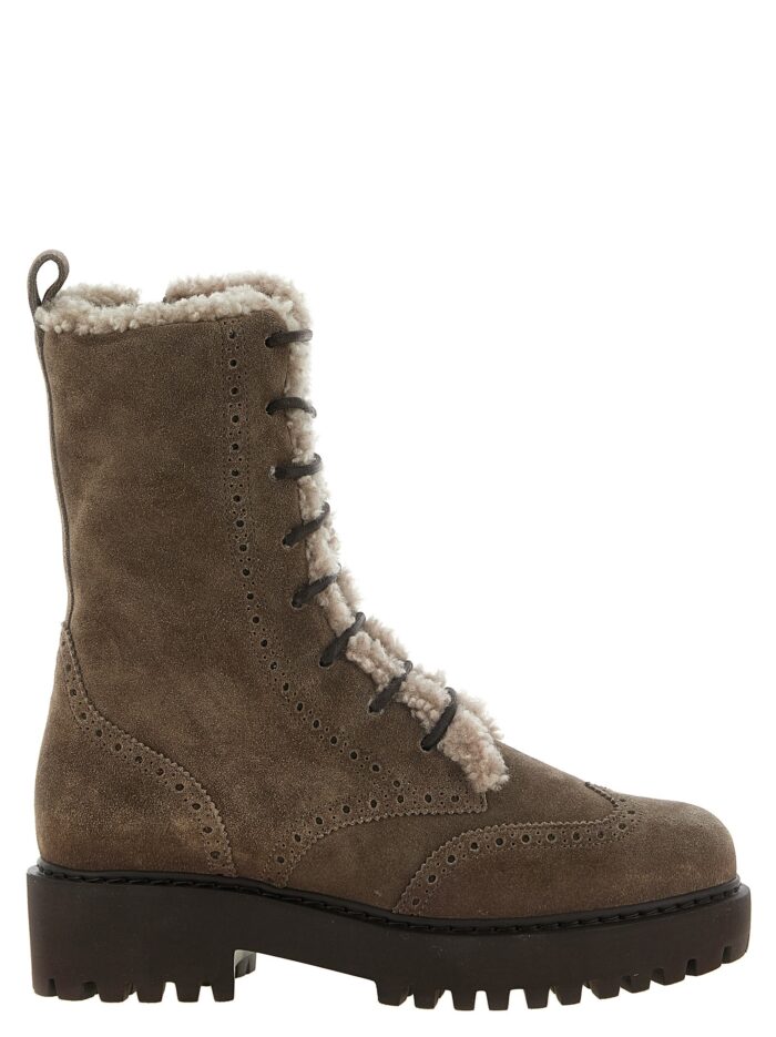 brunello cucinelli suede and brown shearling ankle boots Brunello Cucinelli Suede And Brown Shearling Ankle Boots