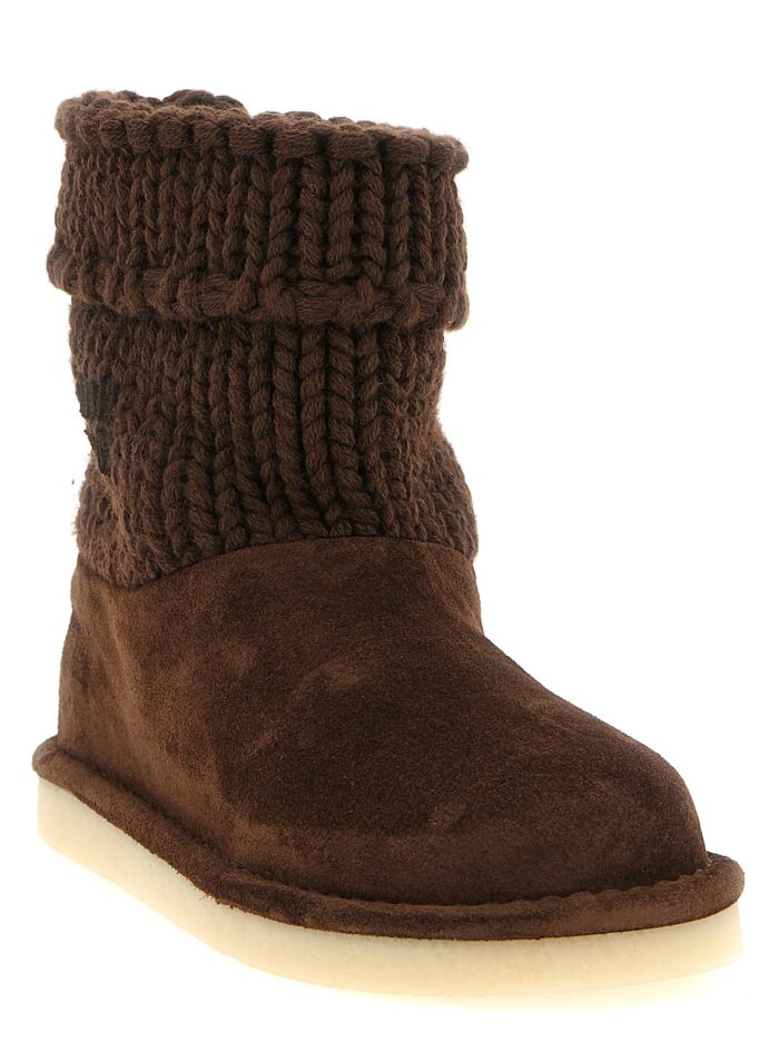 Miu Miu Suede And Knit Ankle Boots