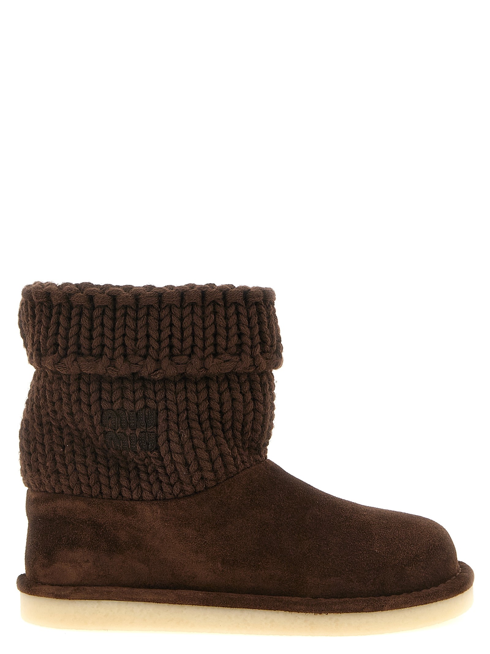 Miu Miu Suede And Knit Ankle Boots