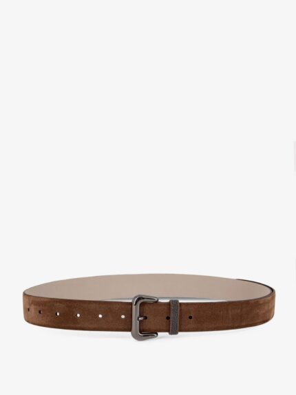 Brunello Cucinelli Suede Belt With Shiny Loop Detail