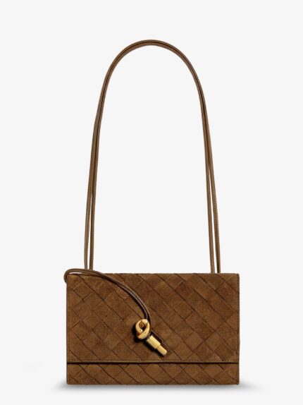 Bottega Veneta Suede Crossbody Bag With Intrecciato Motif